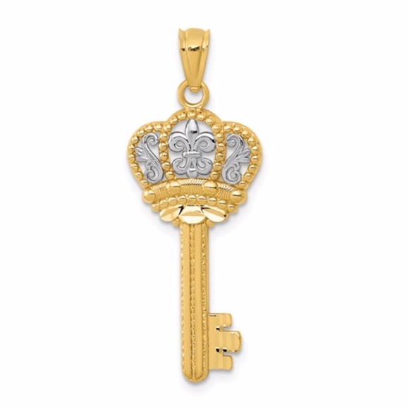 14K Fleur De Lis Crown Key Charm